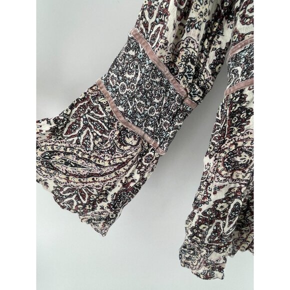 American Eagle Outfitters Women's Paisley Boho Tassel Top Shirt Size Small - Picture 3 of 15